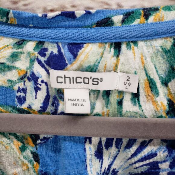 Chico's Women's Shell Print Seamed Slub Tee Size 2 - Picture 6 of 11